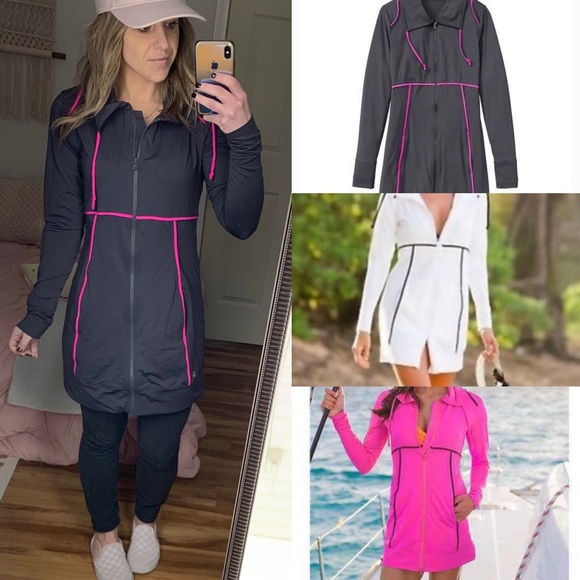 Athleta Jackets & Blazers - Athleta spinnaker sun jacket long tunic sail gray